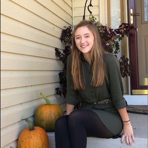 Olive green button down dress